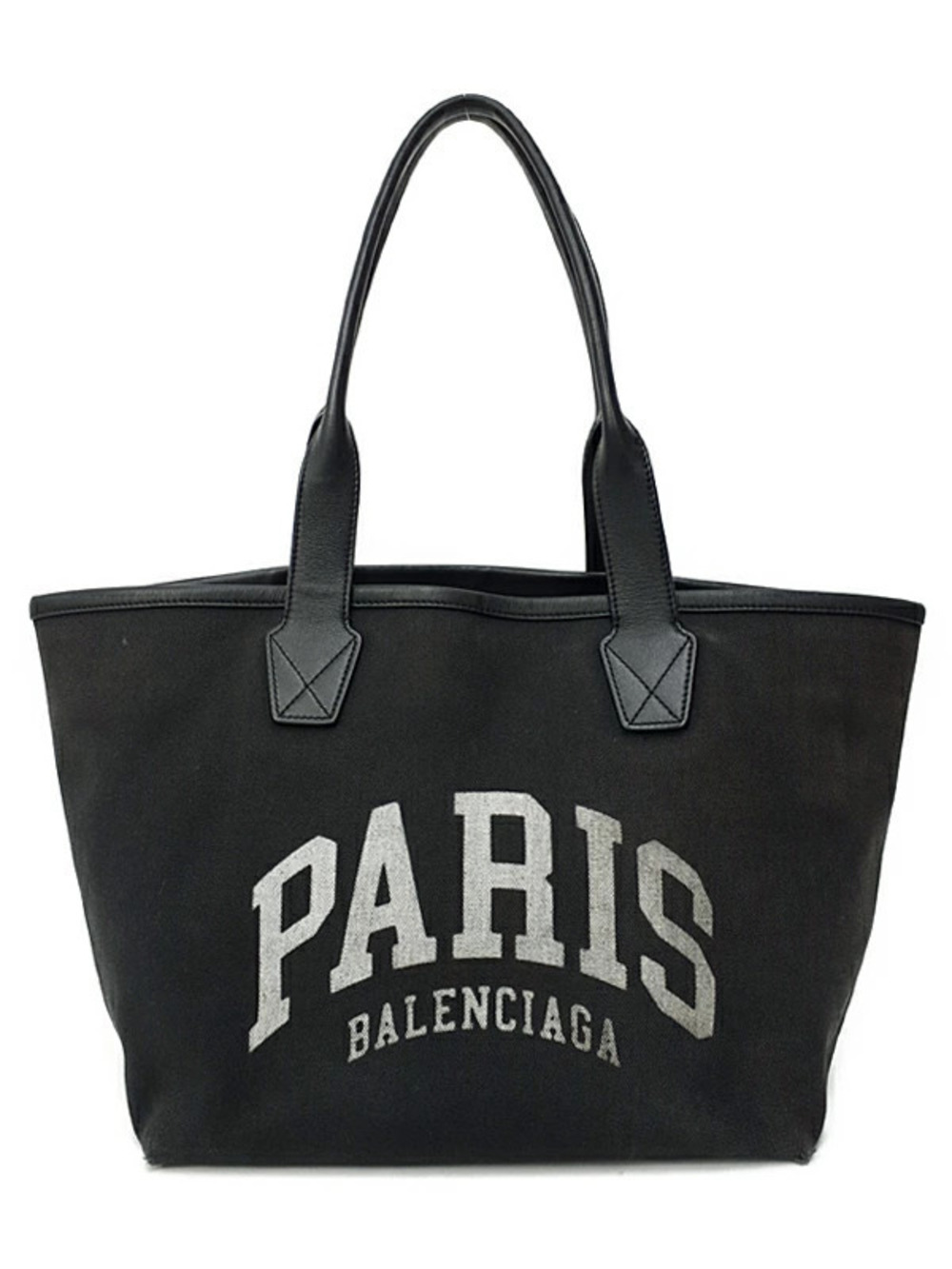 Balenciaga Black Canvas Cities Paris Jumbo Tote Bag black